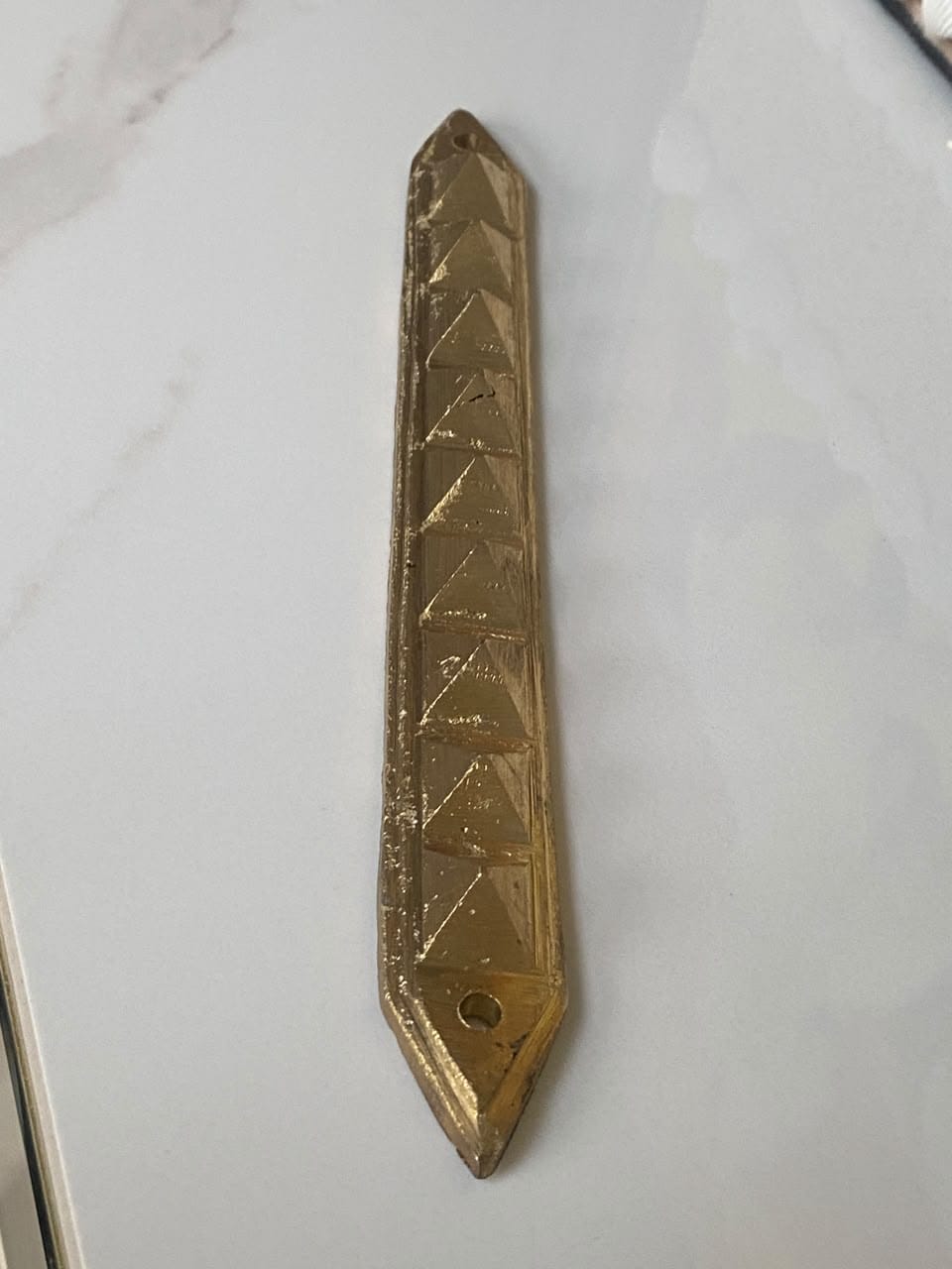 Customer photo review of 9 Pyramid Strips – Vastu Remedy for Door Threshold & Toilet Energy Blocking | Copper/Brass/Lead Door Corrections | 7 inches