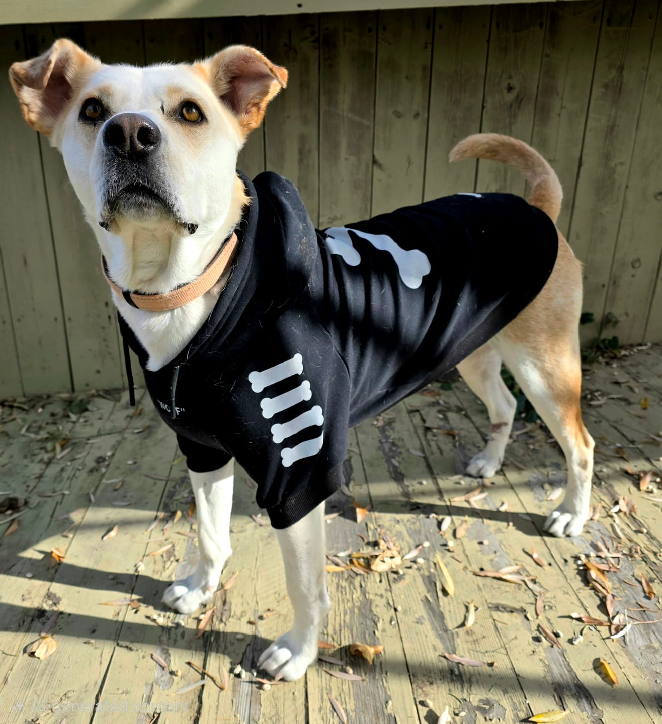 Customer photo review of "WOOF" Dog Hoodie - Black & Reflective