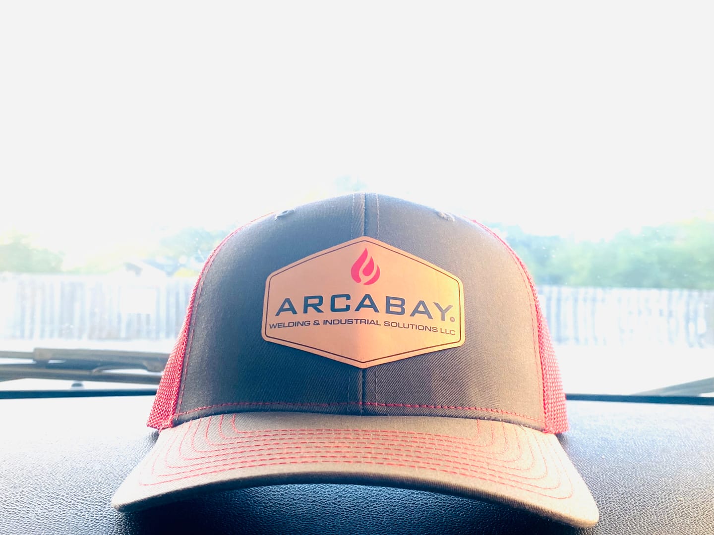 Customer photo review of Custom Leather Patch Trucker Hat - Richardson 112
