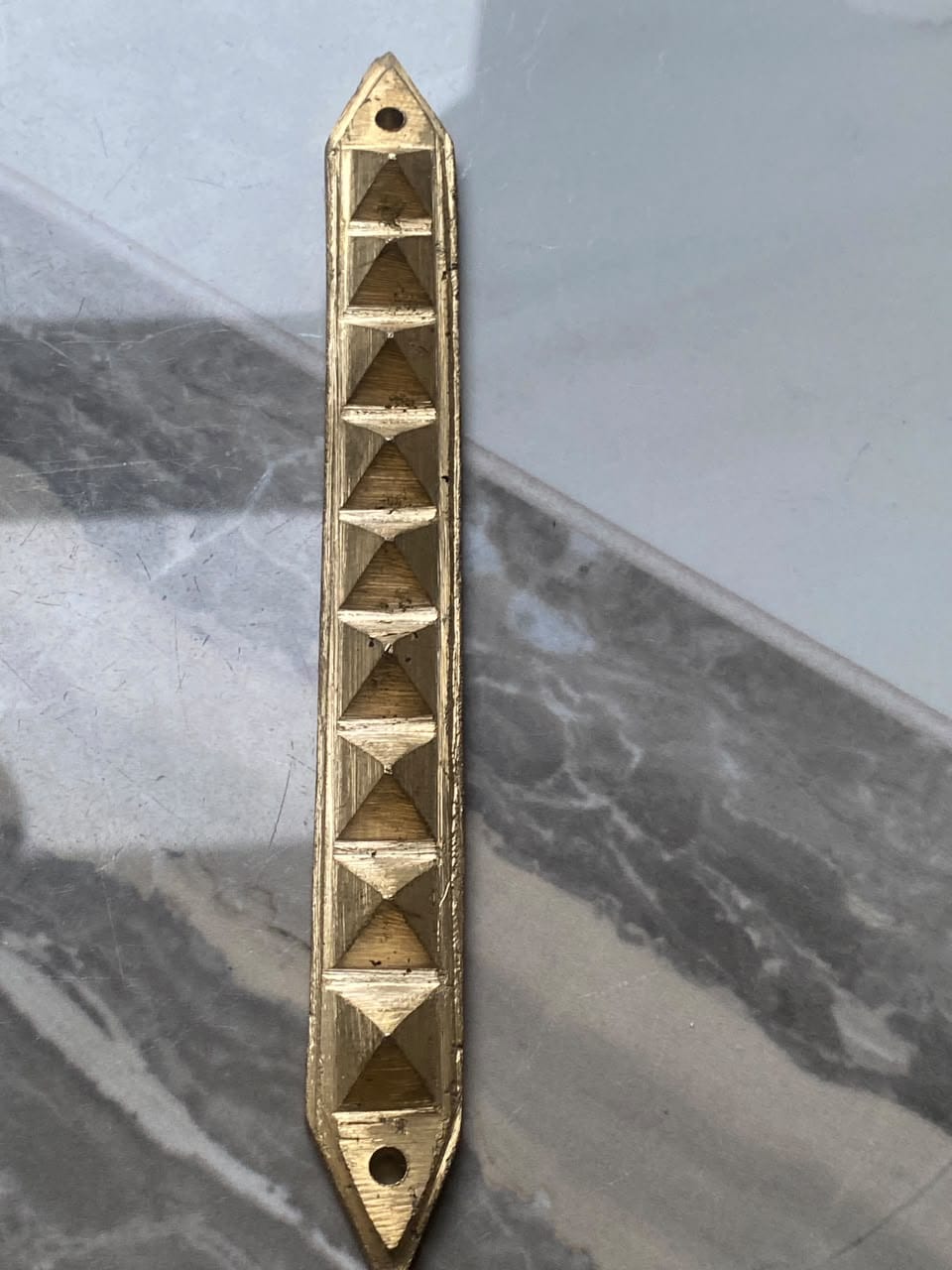 Customer photo review of 9 Pyramid Strips – Vastu Remedy for Door Threshold & Toilet Energy Blocking | Copper/Brass/Lead Door Corrections | 7 inches