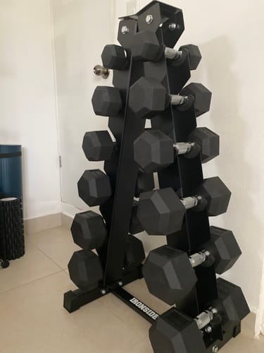 Customer photo review of Pack IRONSIDE Mancuernas Hexagonales (KG) + Rack de Almacenamiento