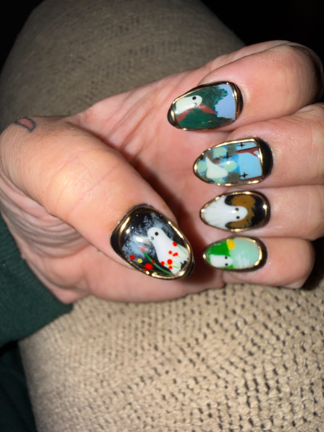 Customer photo review of Haunted Portrait 3D Ghost Press-On Nails