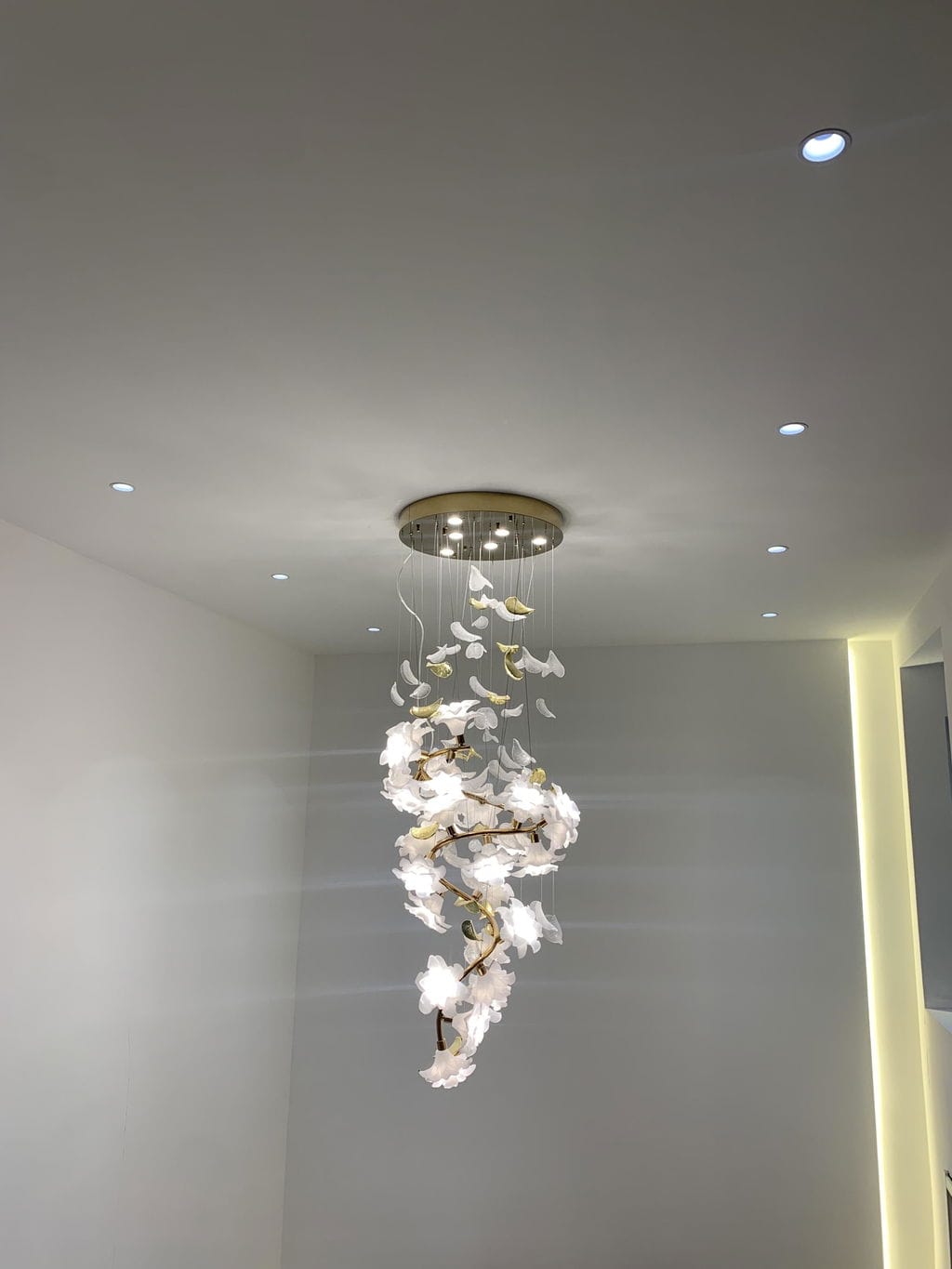 Customer photo review of Glazed Petal Chandelier, Solid Brass Frame, Pendant Light