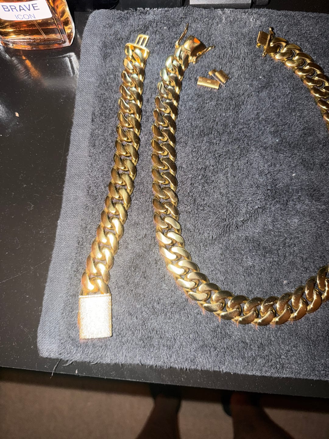 Customer photo review of 10-20mm 18K Gold Miami Cuban Bracelet w/ Iced Clasp