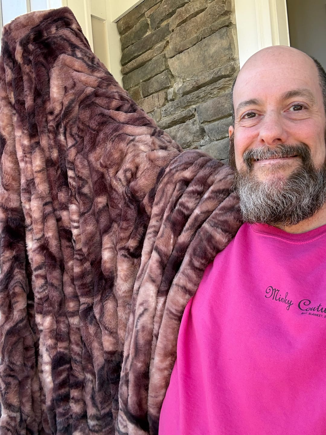 Customer photo review of Hugs Marble Mocha Blanket