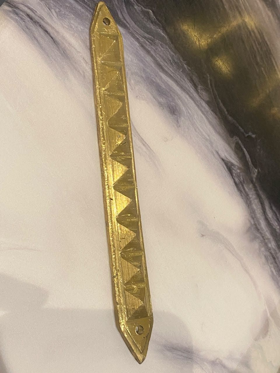 Customer photo review of 9 Pyramid Strips – Vastu Remedy for Door Threshold & Toilet Energy Blocking | Copper/Brass/Lead Door Corrections | 7 inches