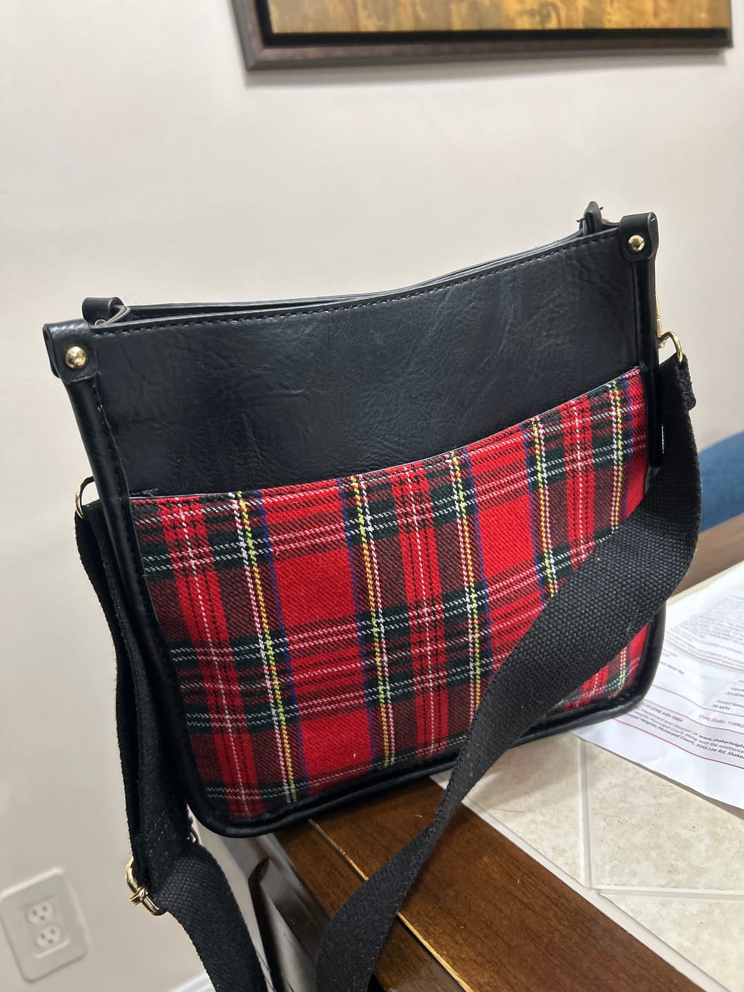Customer photo review of Posie Vegan Plaid Crossbody