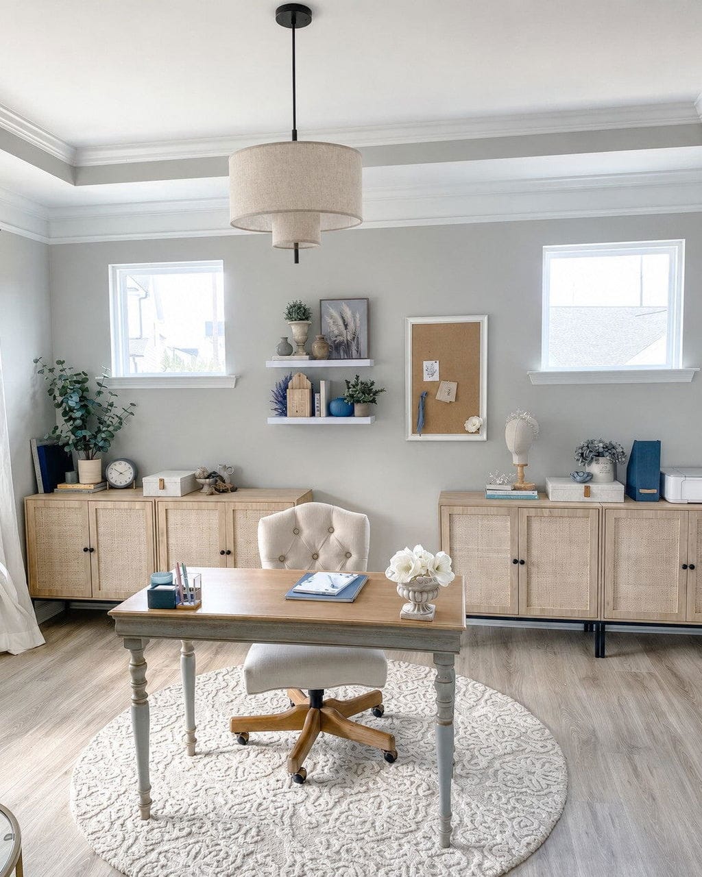 Customer photo review of Tiered Linen Pendant Light, Hand-Woven Shade, Adjustable Height