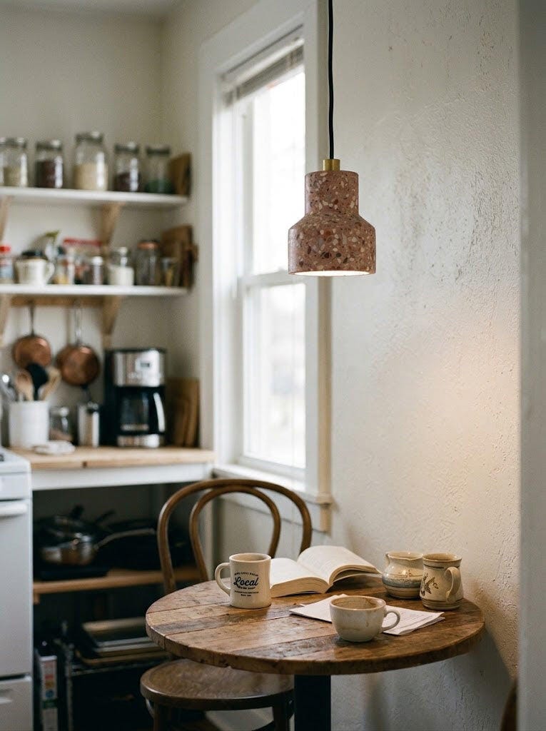 Customer photo review of Terrazzo Pendant Light, 12 cm Cement Shade, Adjustable Cord