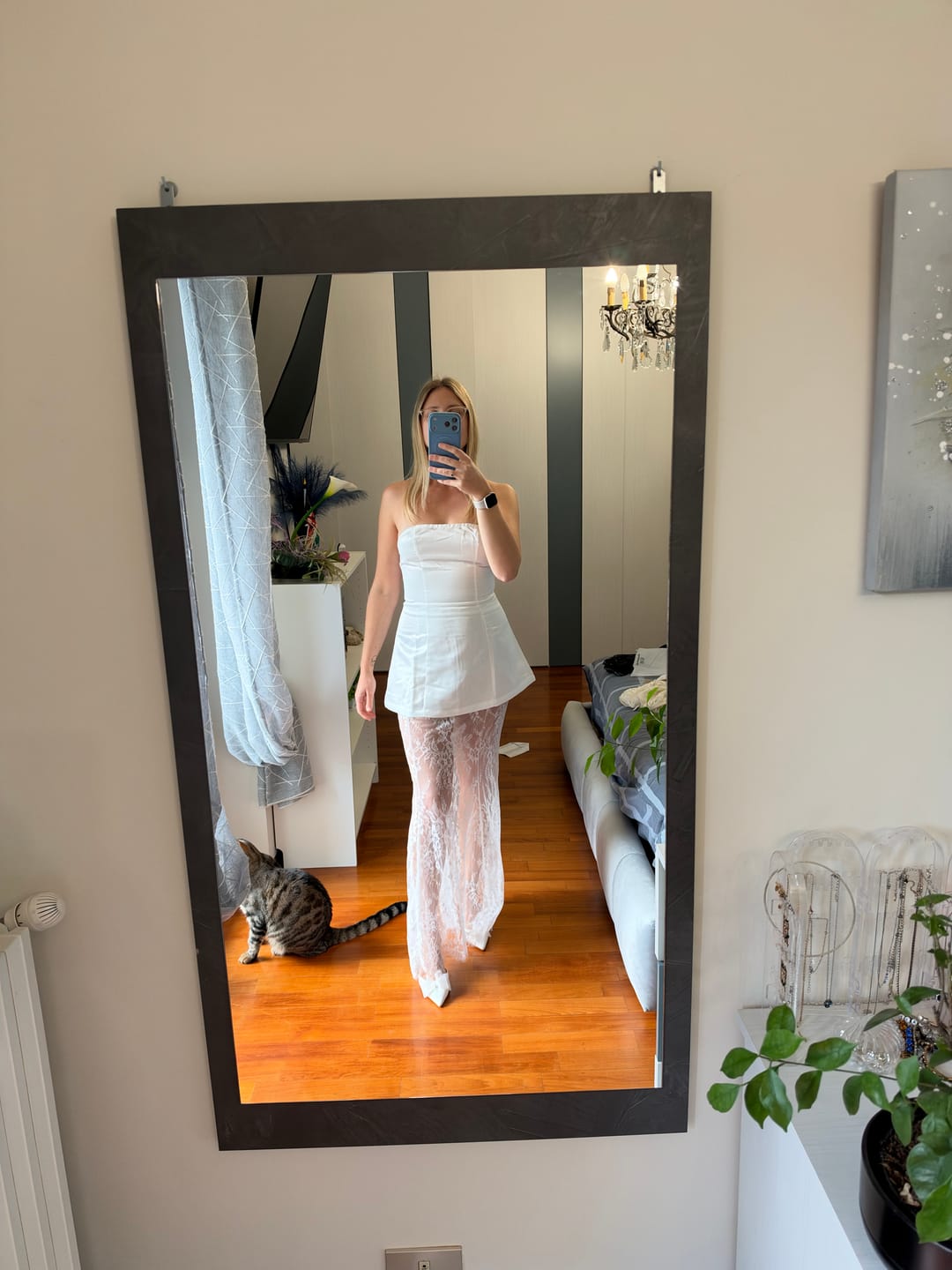 Customer photo review of Effie Strapless Lace Maxi Set