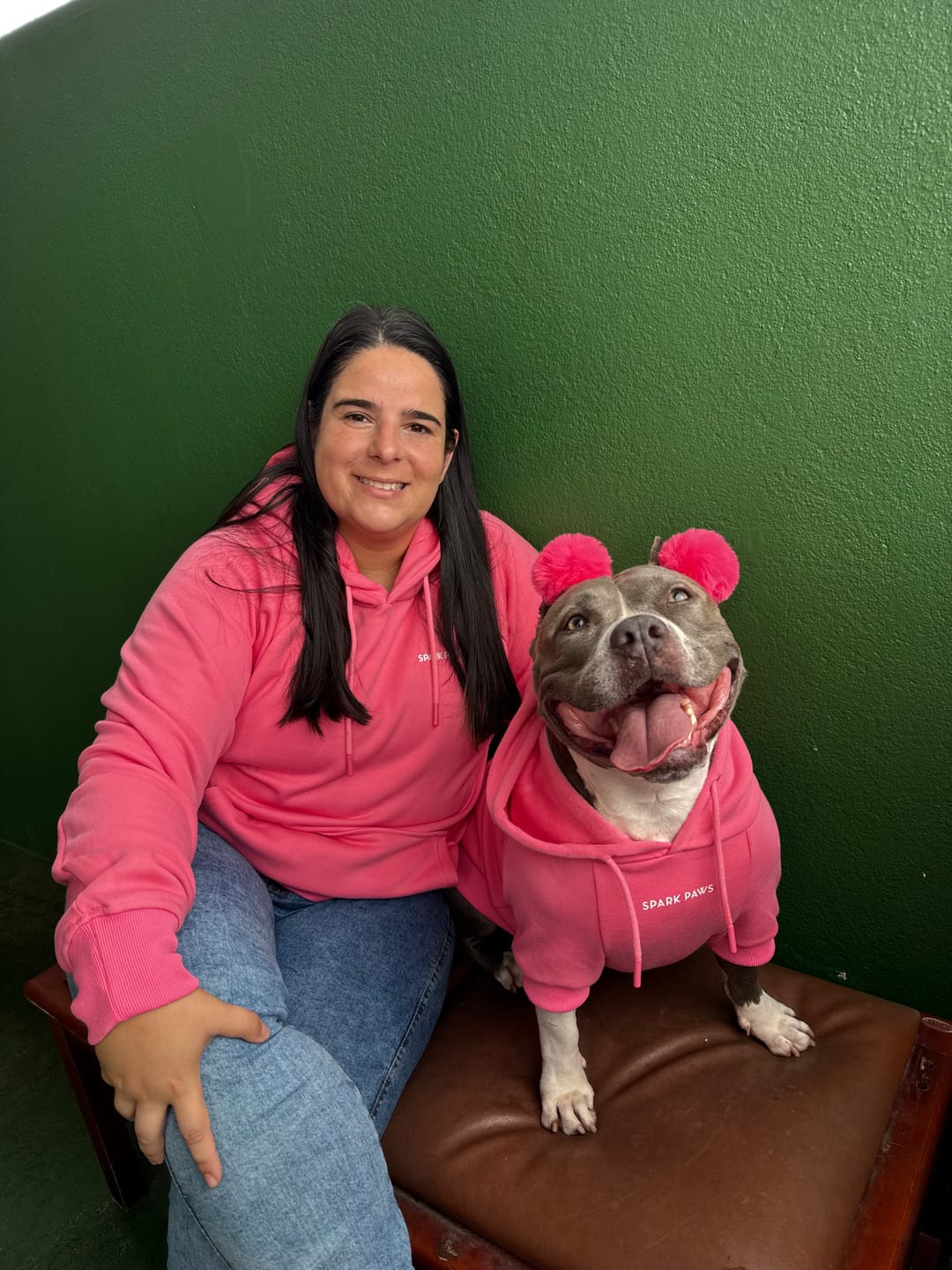Customer photo review of Essential Dog Hoodie - Blush Pink