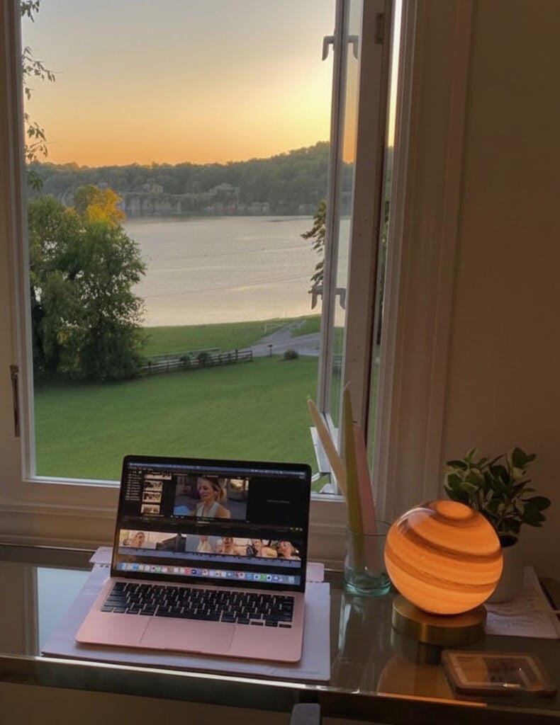 Customer photo review of Swirl Glass Sphere Table Lamp, Brass Base, Bedside Lamp