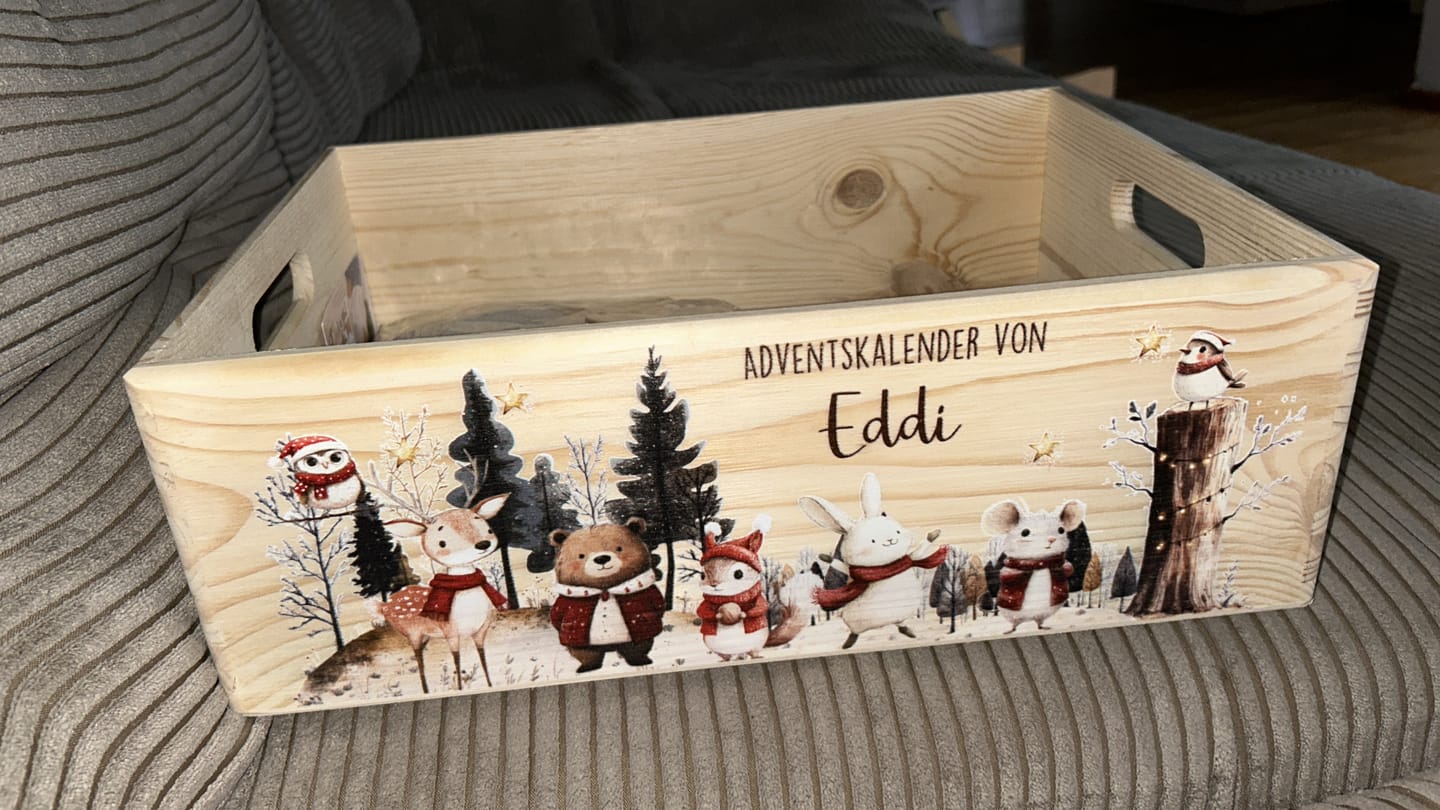 Customer photo review of Adventskalender zum Befüllen "Weihnachten im Winterwald" personalisiert