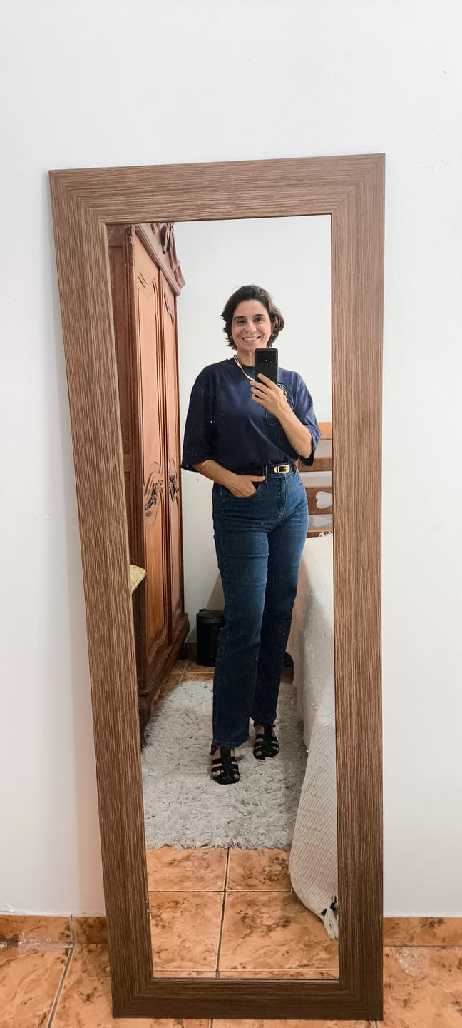 Customer photo review of Camiseta Begônia Azul Escuro