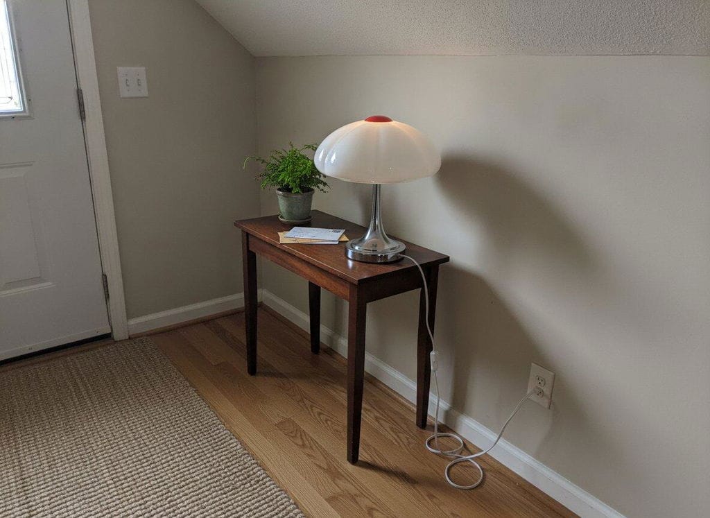 Customer photo review of Chrome Table Lamp, Glass Accents on Metal Base, Plug In