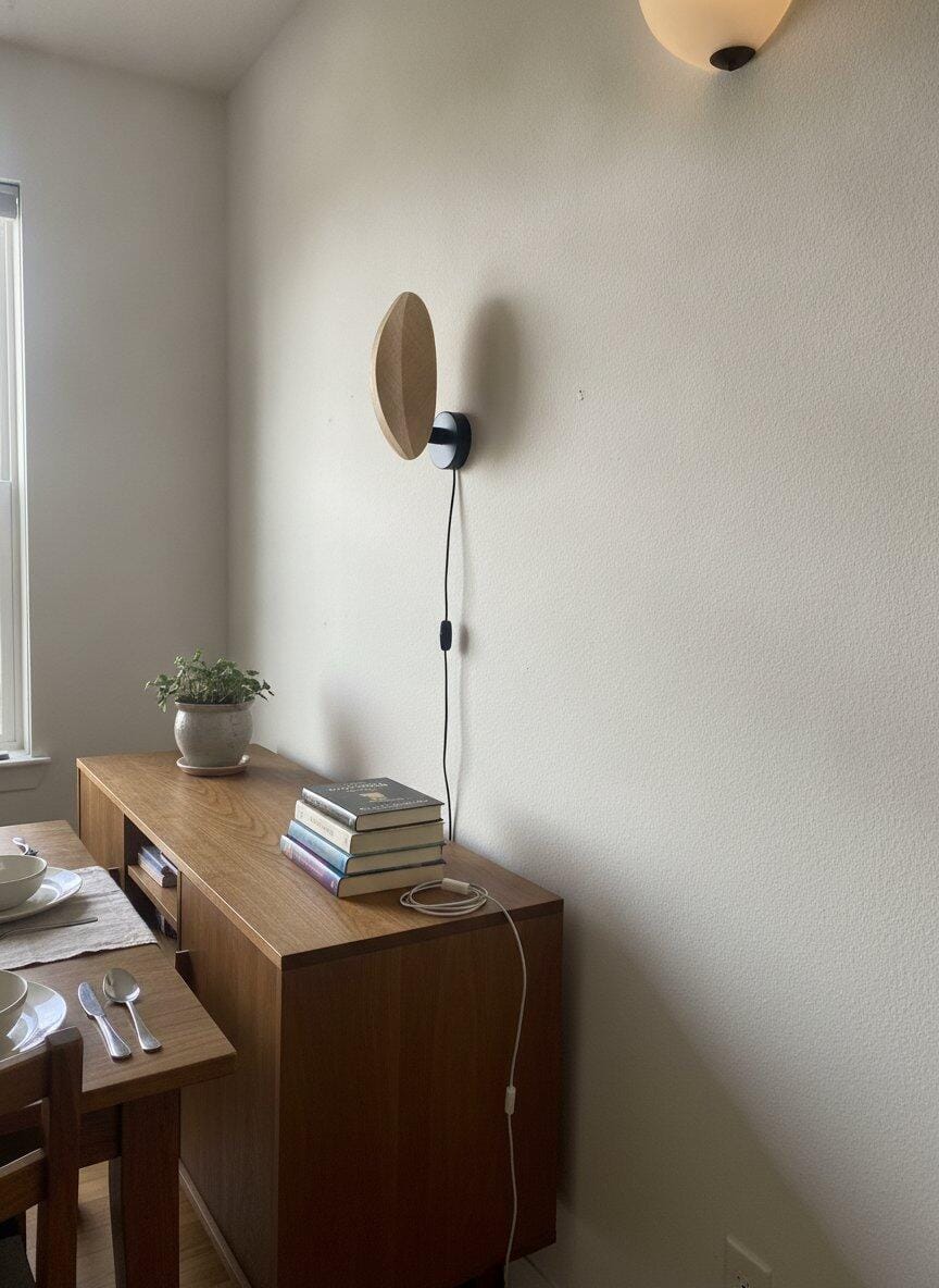 Customer photo review of Linen Wall Light, Oval Shade, Black Metal Mount, Wall Sconce
