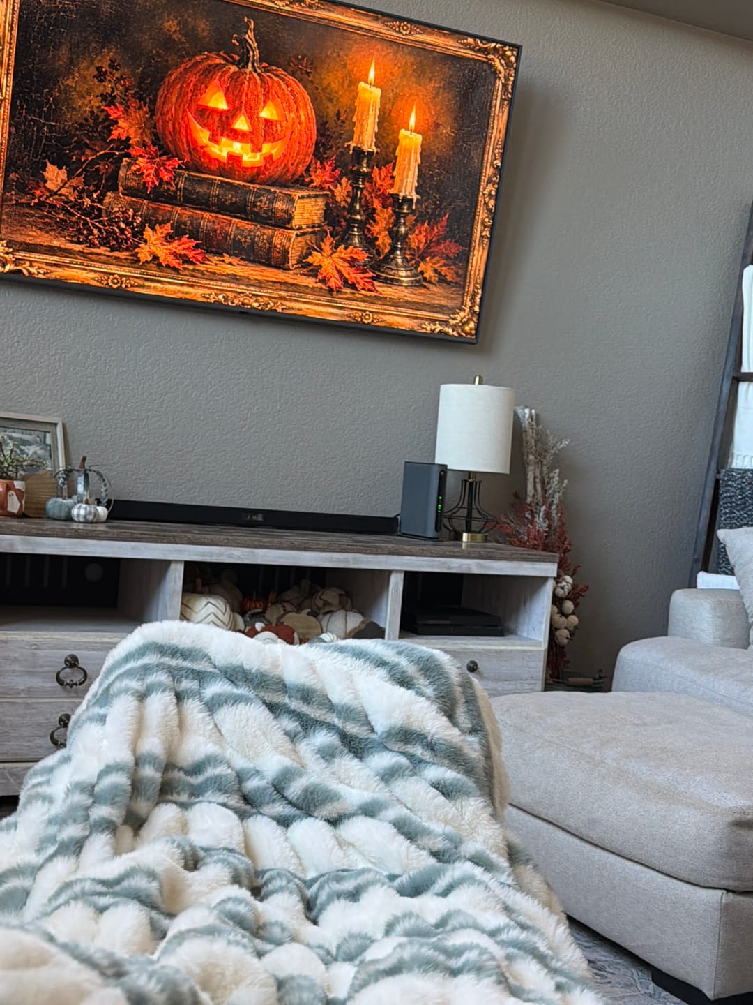Customer photo review of Hugs French Stripe Blanket