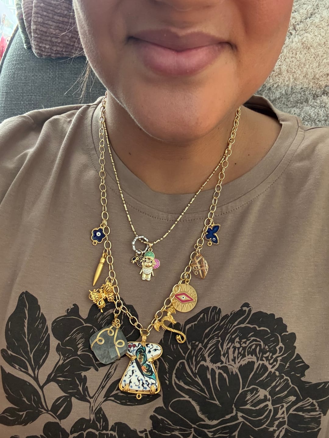 Customer photo review of Evil Eye Blue Floral Connector Charm-TURKEY (SURPRISE)