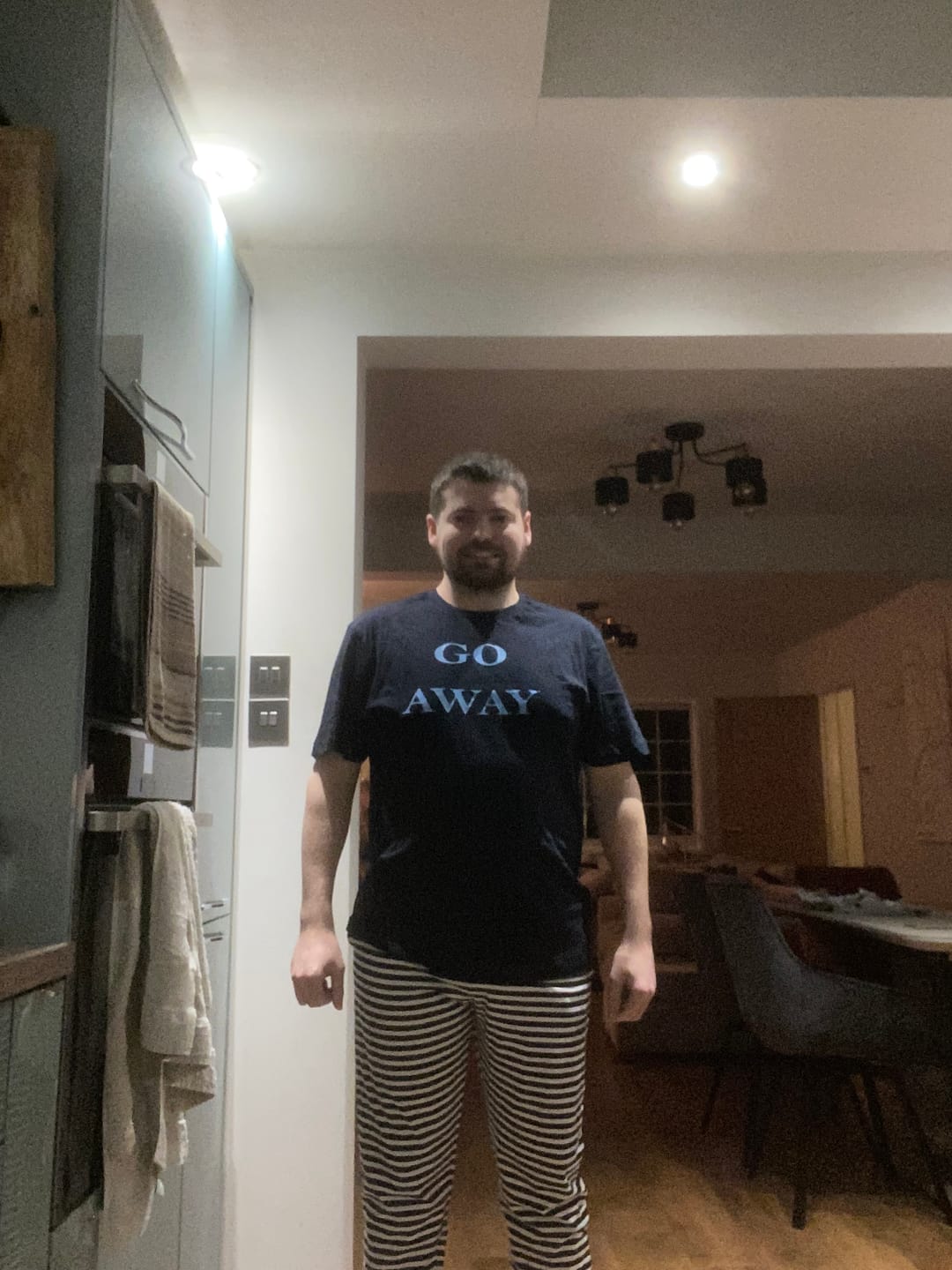 Customer photo review of Your Text Pyjamas Navy Striped