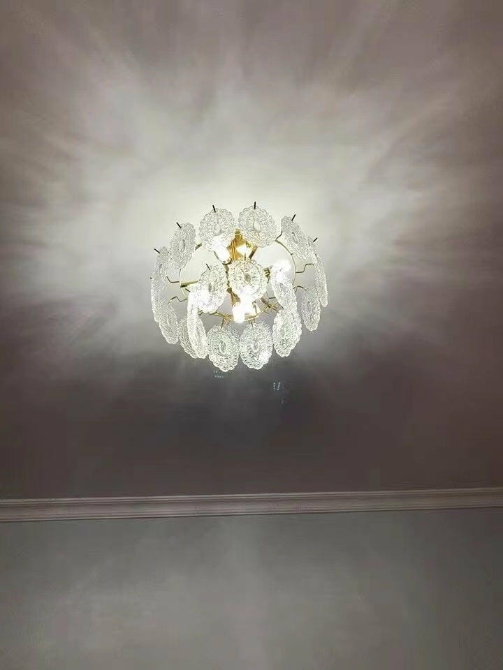 Customer photo review of Gold Glass Pendant Light, Wave Iron Frame, Diamond Textured Shades