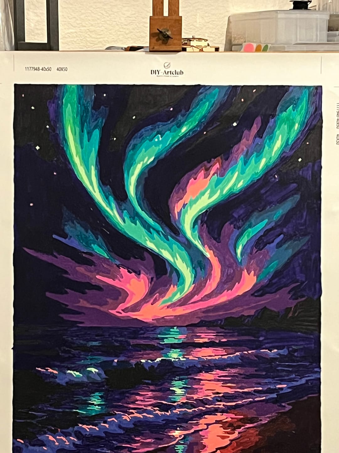 Customer photo review of Aurora Borealis Beach | Paint by Number