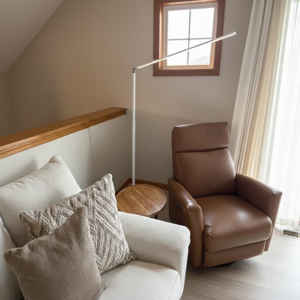 Customer photo review of Slim LED Floor Lamp, Switchable 3000 K to 6000 K, 150 cm Tall