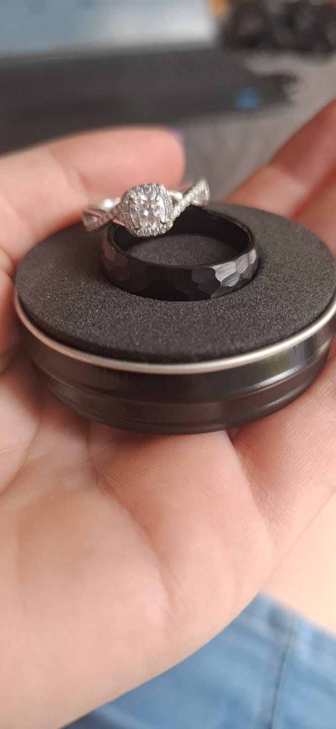 Customer photo review of The Thing - Black Hammered tungsten Ring