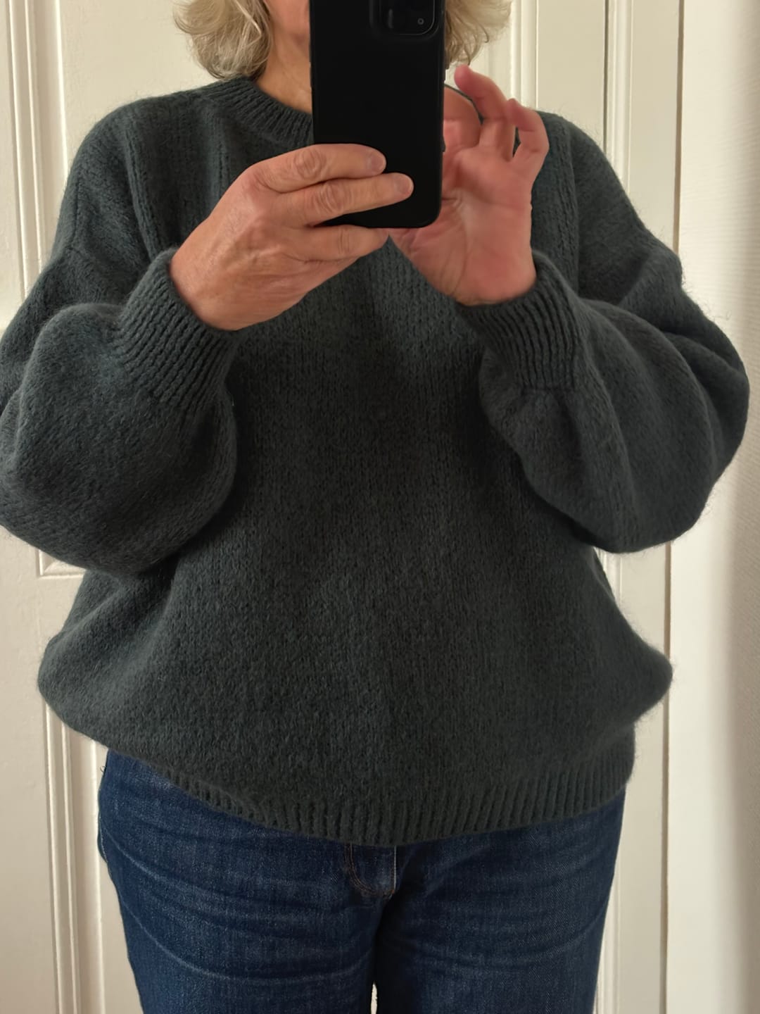 Customer photo review of Pull col rond Christina — mohair céladon