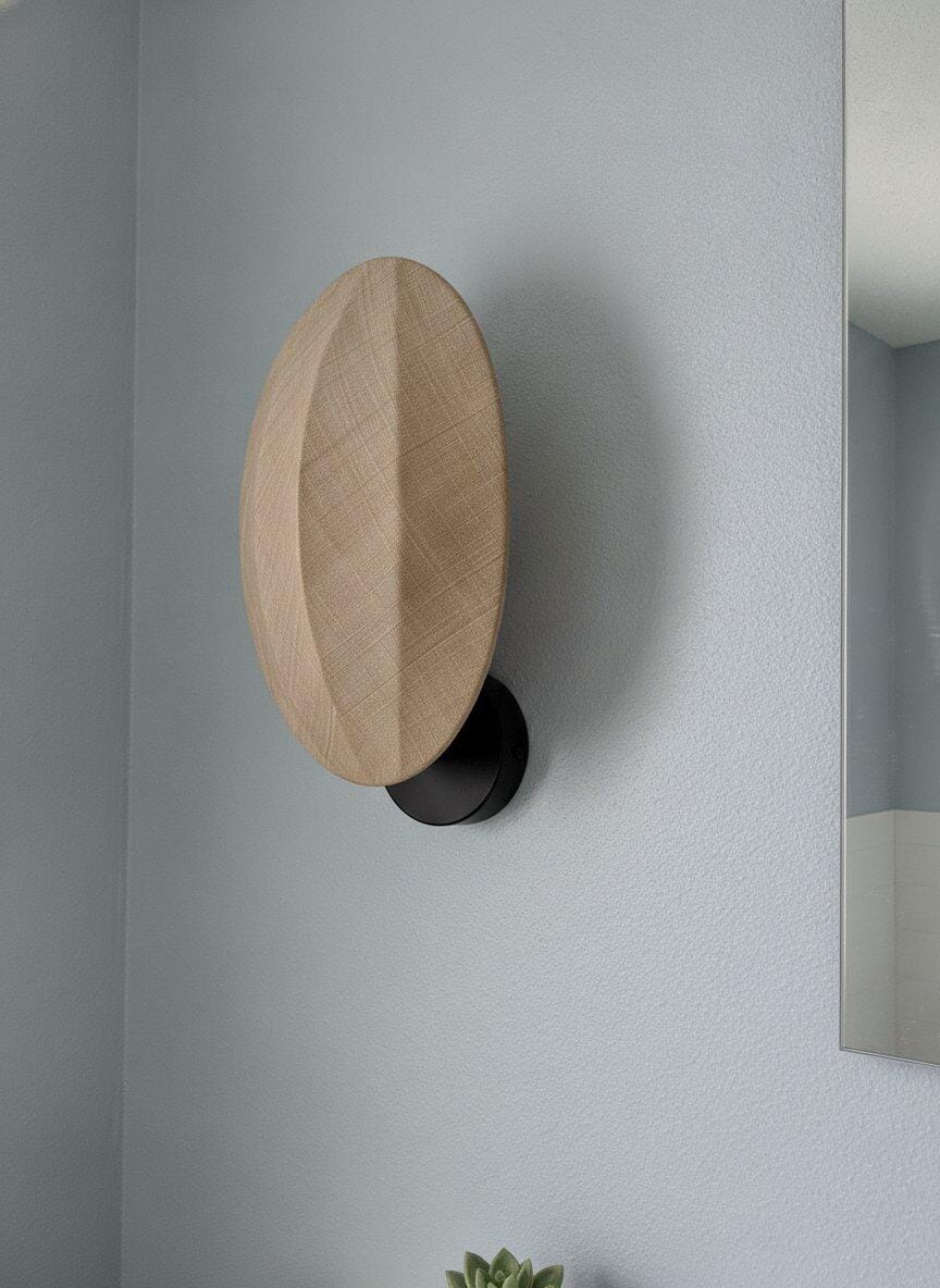 Customer photo review of Linen Wall Light, Oval Shade, Black Metal Mount, Wall Sconce
