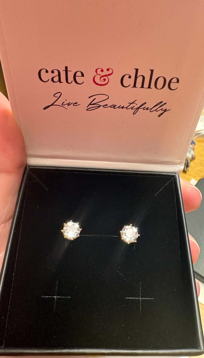 Customer photo review of Eden 18k White Gold Plated Crystal Stud Earrings with Swarovski Crystals