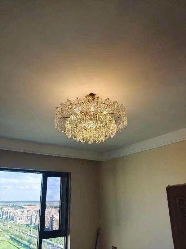 Customer photo review of Gold Glass Pendant Light, Wave Iron Frame, Diamond Textured Shades