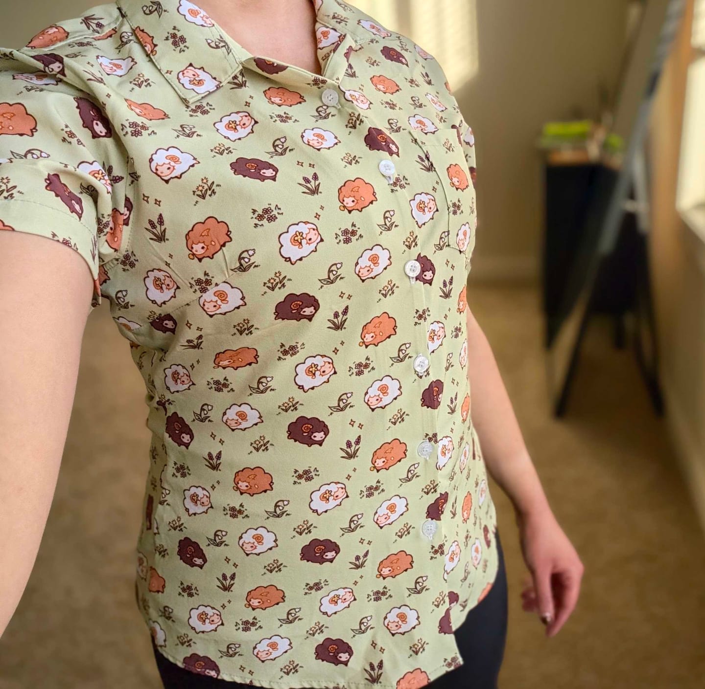Customer photo review of Sheep Meadows Curvy Button Up Shirt