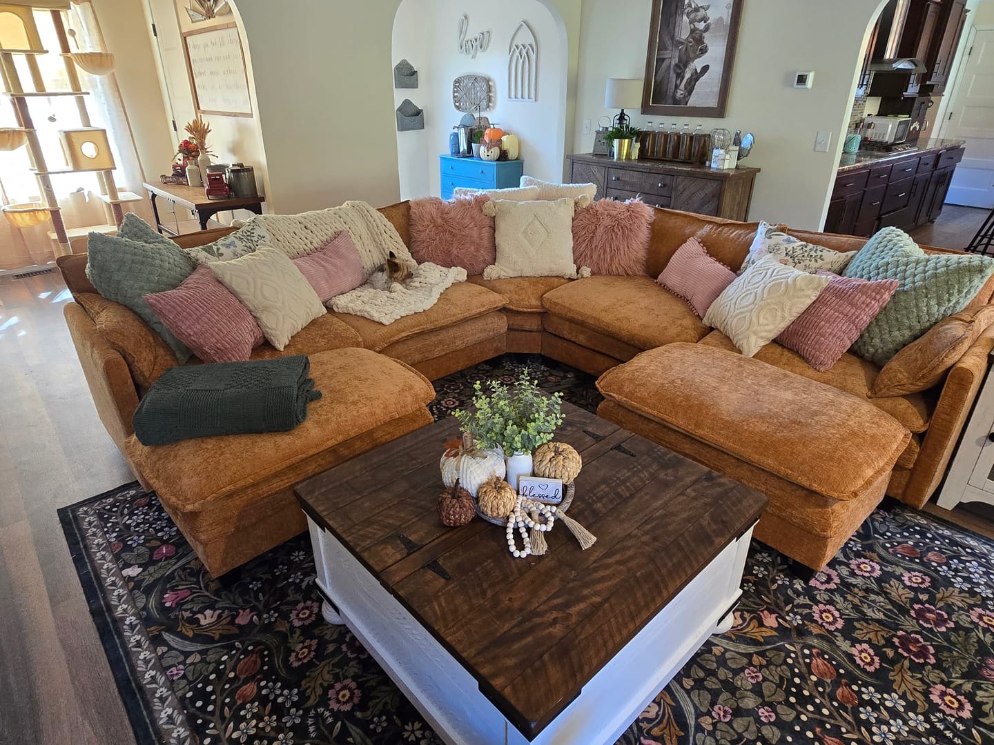 Customer photo review of 149.2 Inch Cloudy Luxury Thickened Cushion Modular Sofa