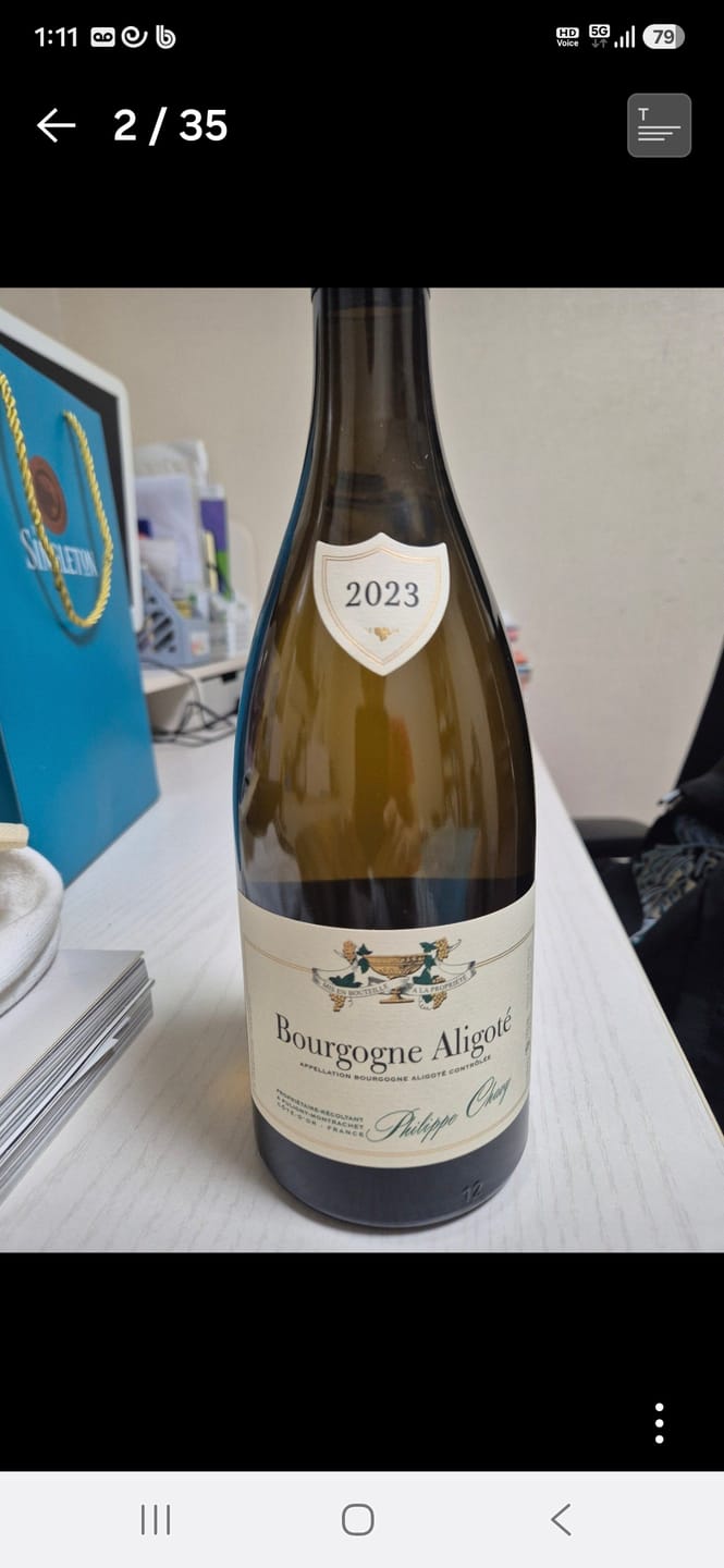 Customer photo review of Domaine Philippe Chavy Bourgogne Aligote 2023
