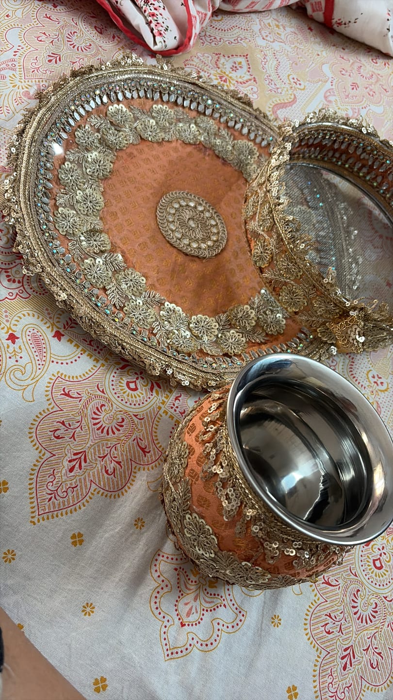 Customer photo review of Pretty Peach Premium Karwa Chauth Thali Set | 405g | Luxe Edition Pack of 5