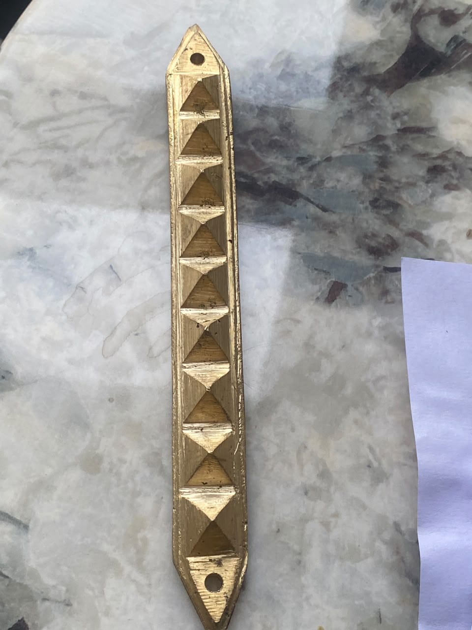 Customer photo review of 9 Pyramid Strips – Vastu Remedy for Door Threshold & Toilet Energy Blocking | Copper/Brass/Lead Door Corrections | 7 inches