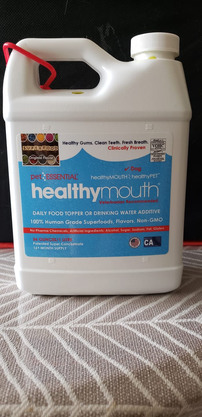 Customer photo review of HealthyMouth® Water Additive For Dogs (Clinically Proven, VOHC Accepted)