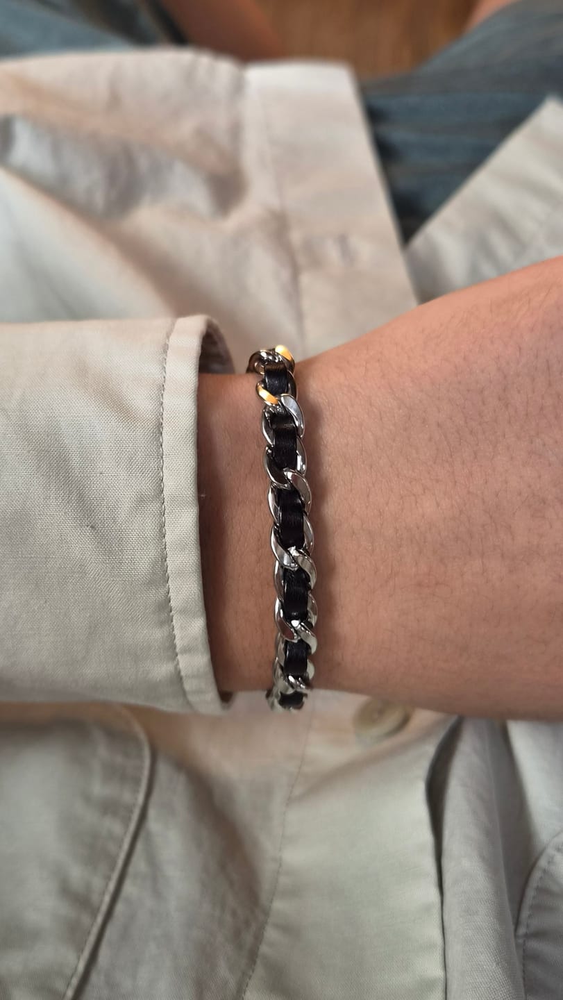 Customer photo review of Cuban Leather Bracelet