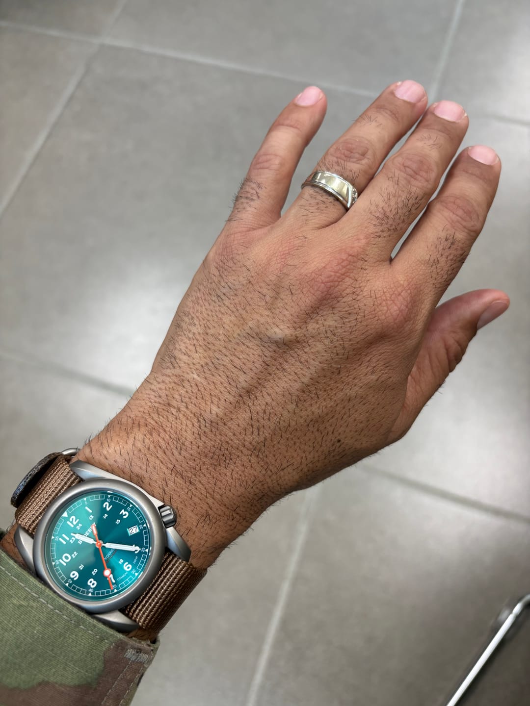 Customer photo review of VOYAGER - 100M Waterproof Titanium Automatic Field Watch | Peacock Green