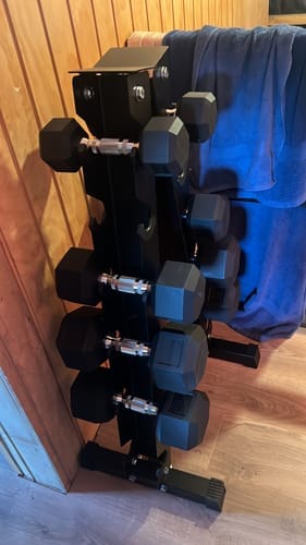 Customer photo review of Pack IRONSIDE Mancuernas Hexagonales (LB) + Rack de Almacenamiento