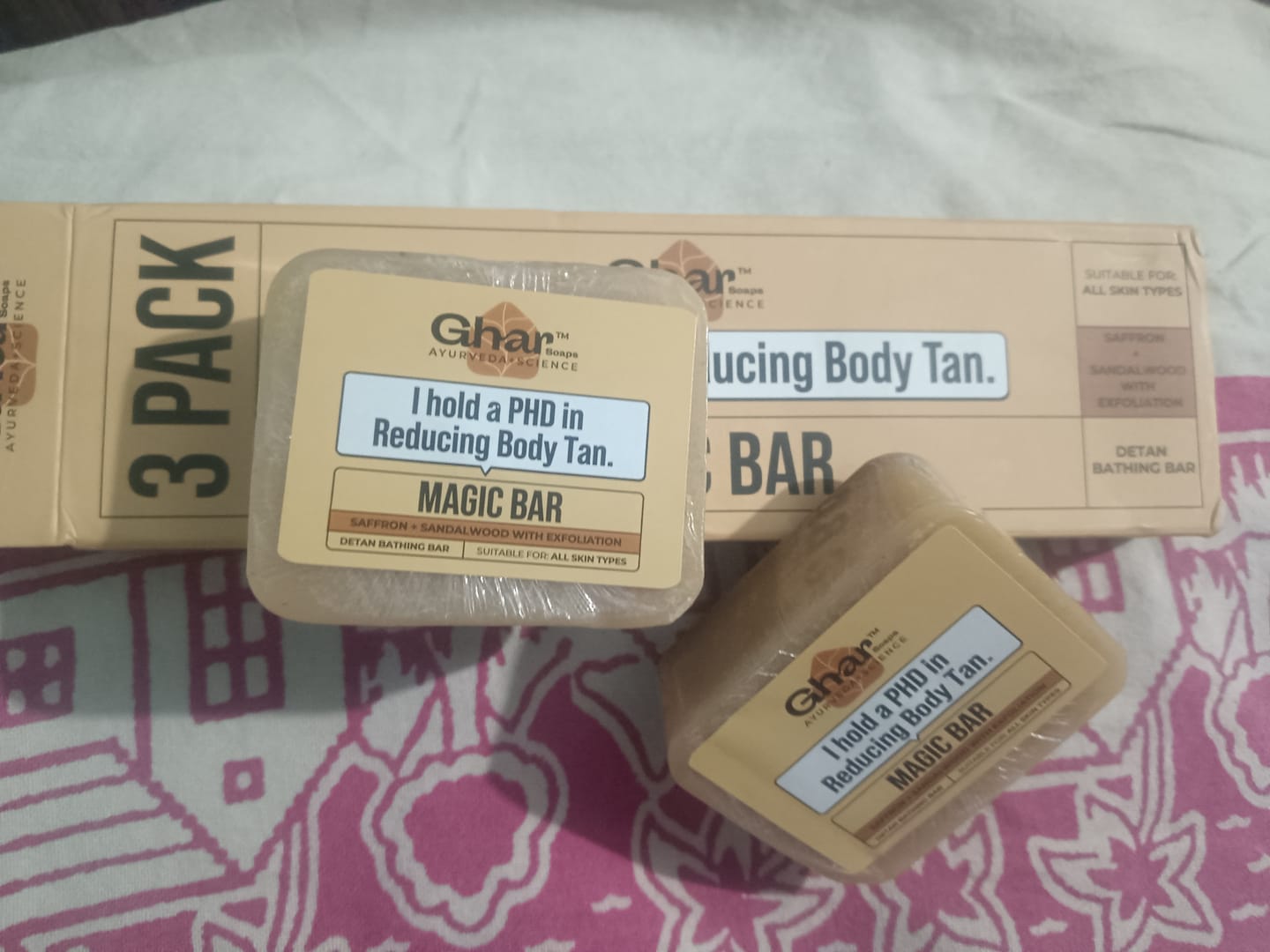 Customer photo review of Magic Soap (Sandal Wood and Saffron Soap)