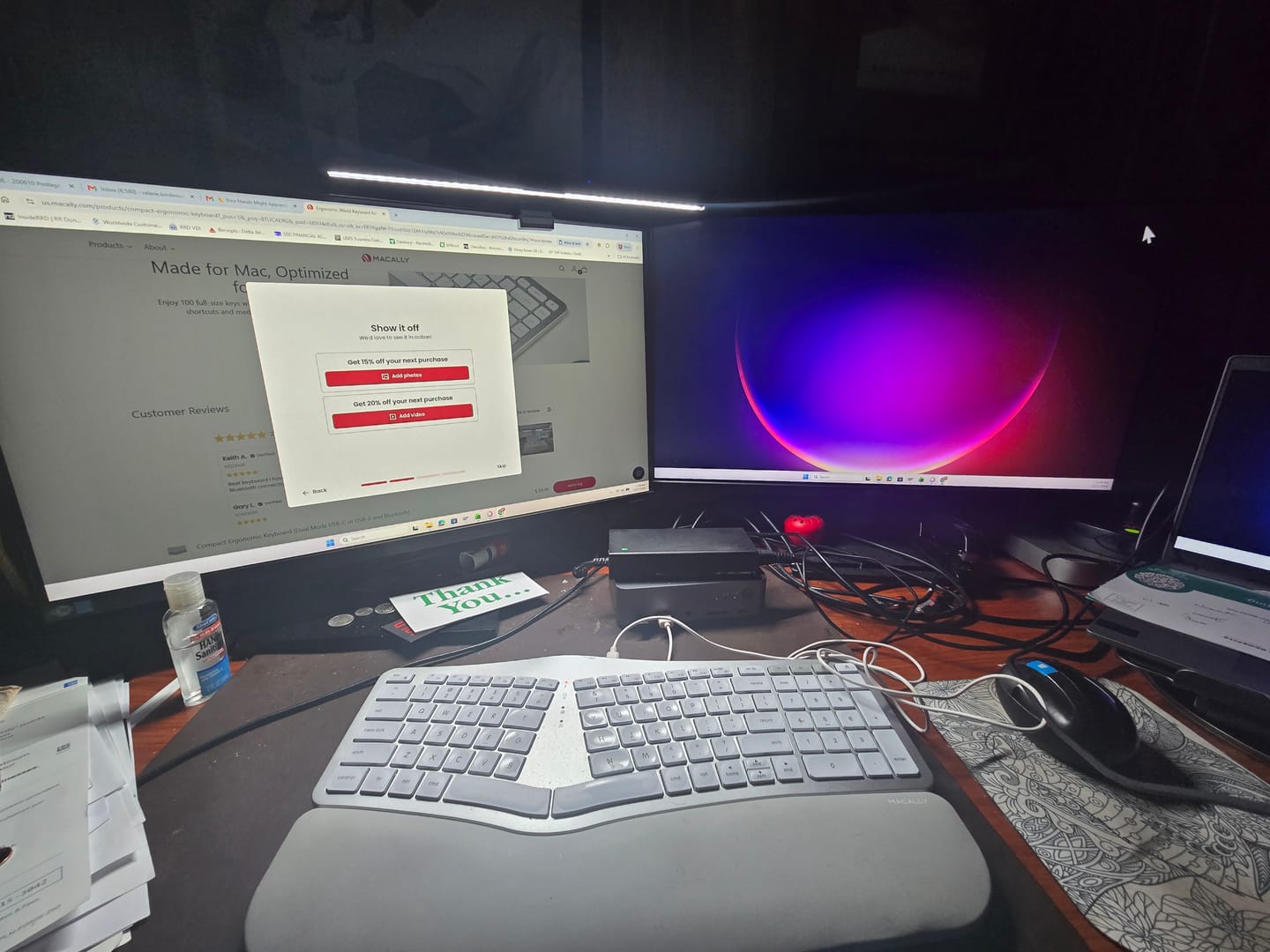 Customer photo review of Compact Ergonomic Keyboard (Dual Mode USB-C or USB-A and Bluetooth)