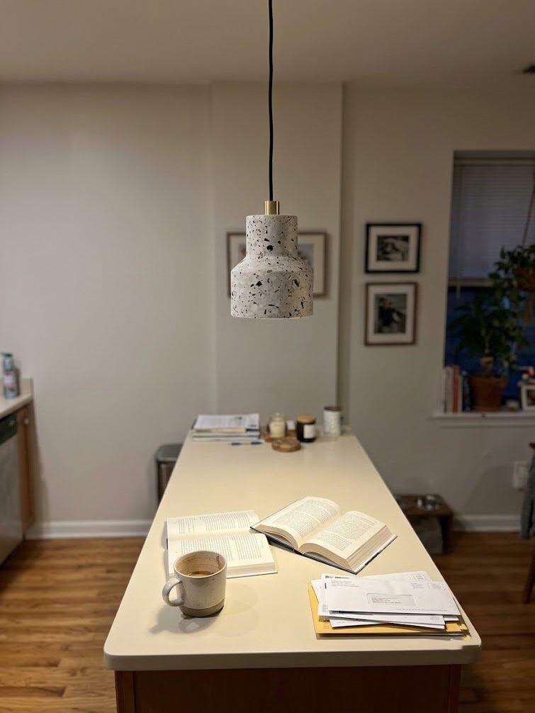 Customer photo review of Terrazzo Pendant Light, 12 cm Cement Shade, Adjustable Cord