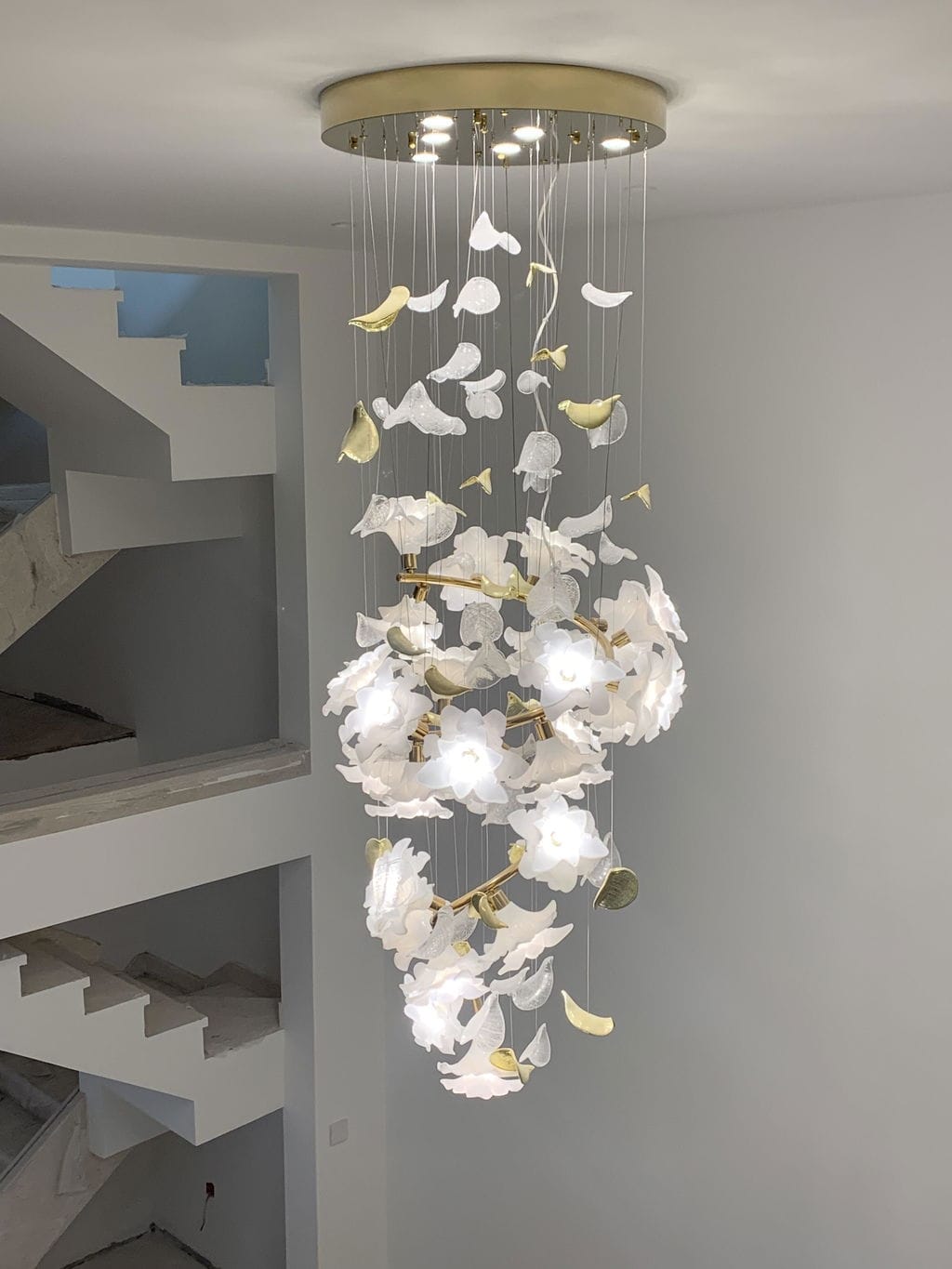 Customer photo review of Glazed Petal Chandelier, Solid Brass Frame, Pendant Light