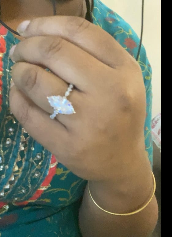 Customer photo review of 4Ct Shelby Marquise Solitaire Silver Ring For Women
