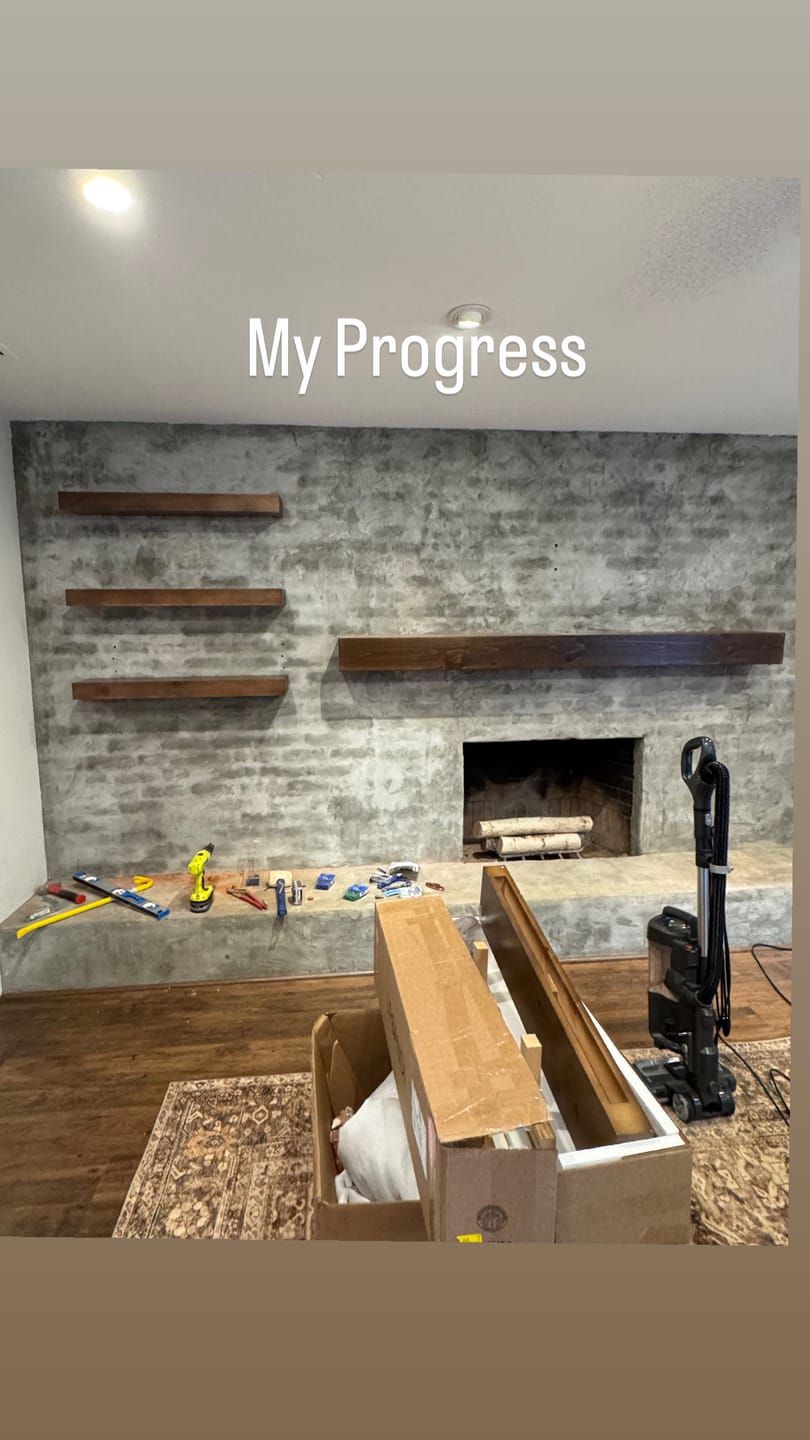 Customer photo review of Rustic Pine Fireplace Mantels