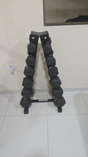 Customer photo review of Pack IRONSIDE Mancuernas Hexagonales (LB) + Rack de Almacenamiento