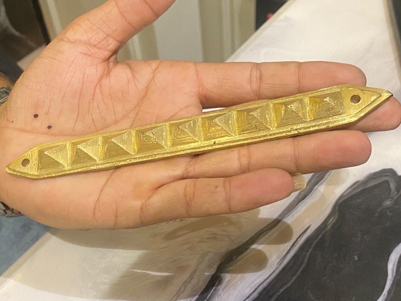 Customer photo review of 9 Pyramid Strips – Vastu Remedy for Door Threshold & Toilet Energy Blocking | Copper/Brass/Lead Door Corrections | 7 inches