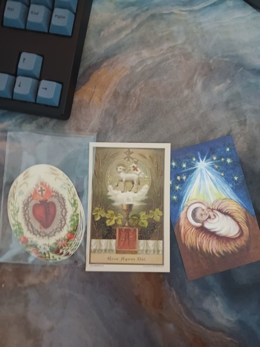 Customer photo review of Sticker–Sacred Heart of Jesus –based on a Vintage Holy Card – Catholic Sticker