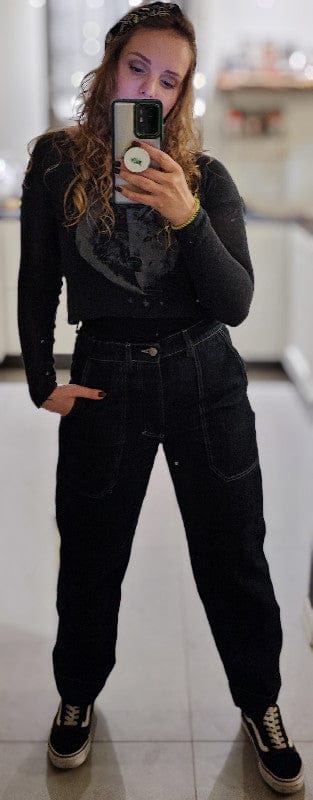 Customer photo review of Jeans Apollo in cotone biologico con elastico in vita - Blu Indaco